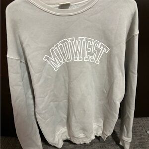 Midwest Graphic Crewneck Sweater in Light Gray